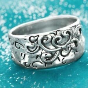 Silpada .925 Silver Scrollwork “Poseidon” Ring with Vintage Charm EUC